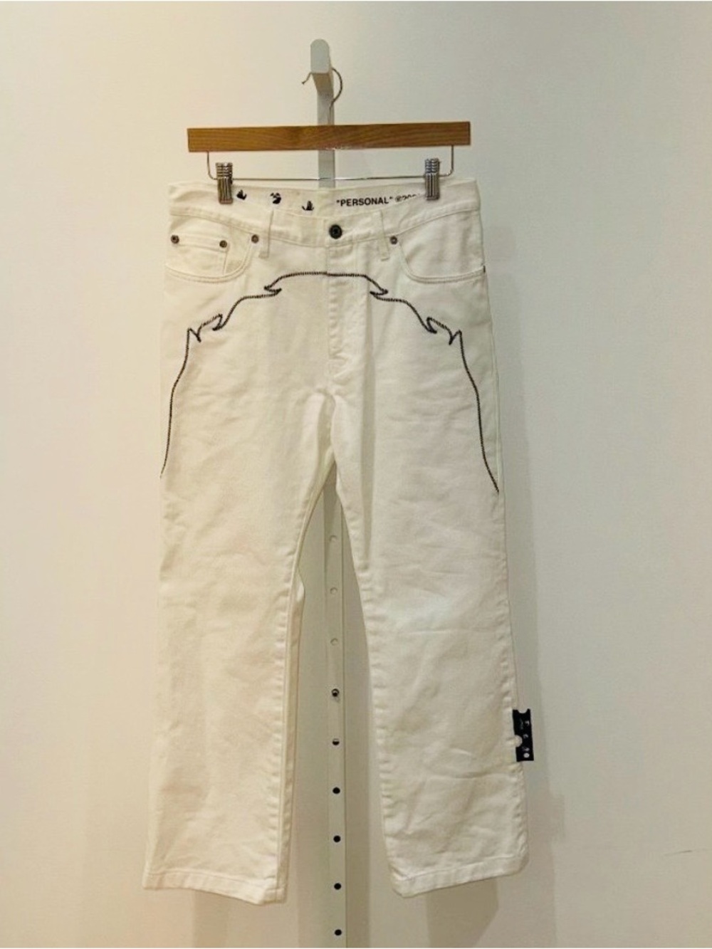 Off White Personal Straight-Leg Jeans with Black Stitch Detail